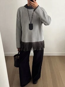 Aloruh WOMEN'S WEAR Signature Melange Rib Knit Sweater - Grey - View 6