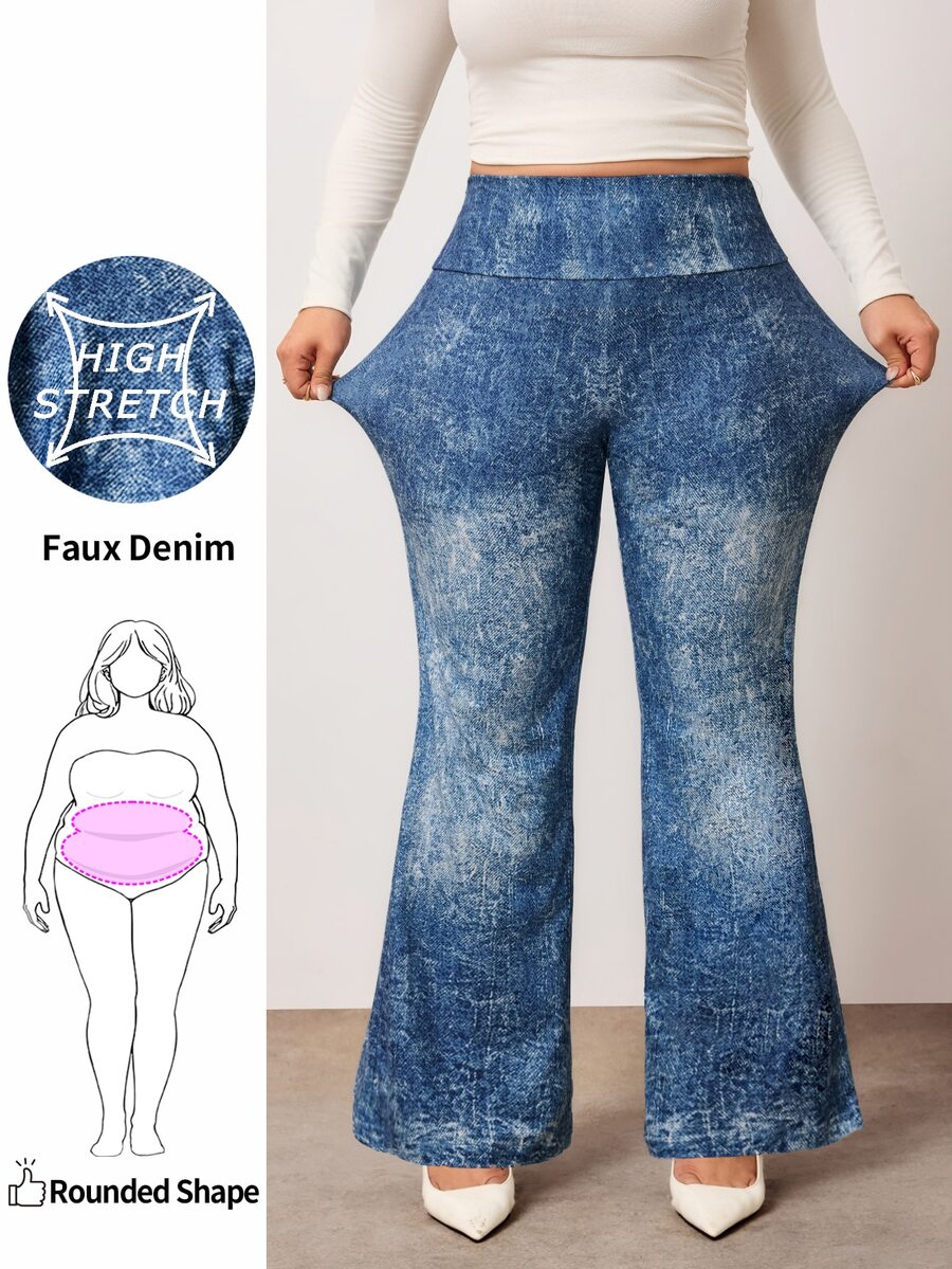 Enliva Plus Size Pants - Blue - View 1