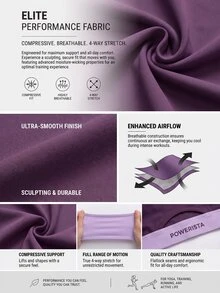 Powerista Women's Plus Size Summer And Spring Purple Color Sculpt Performance Sports Bra With Breathable Mesh Detail And Wide Straps Suitable For Sport And Gym - Purple - View 8