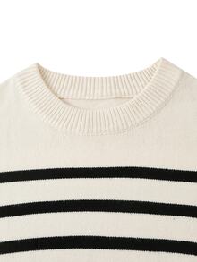 Momance Maternity Striped Crew Neck Long Sleeve Sweater And Knitted Pants Casual Set Autumn Formal Office White - Apricot - View 10