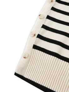 Momance Maternity Striped Crew Neck Long Sleeve Sweater And Knitted Pants Casual Set Autumn Formal Office White - Apricot - View 7