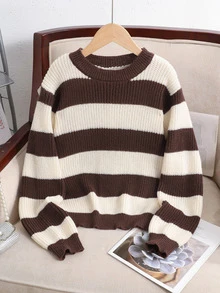 SHEIN Tween Girl Tween Girl Solid Color Simple Hollow Out Round Neck Pullover Hoodie - Grey - View 4