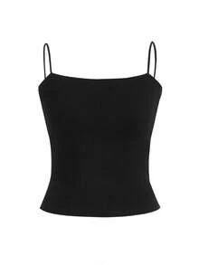 DAZY Tank Top Camisole Pendek Tanpa Lengan untuk Remaja Putri di Musim Panas - Hitam - View 5