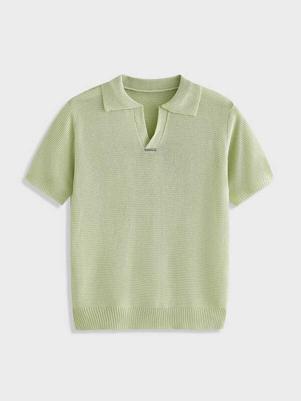 EASEVO Men's Plus Size Solid Color Short Sleeve Casual Knit Top