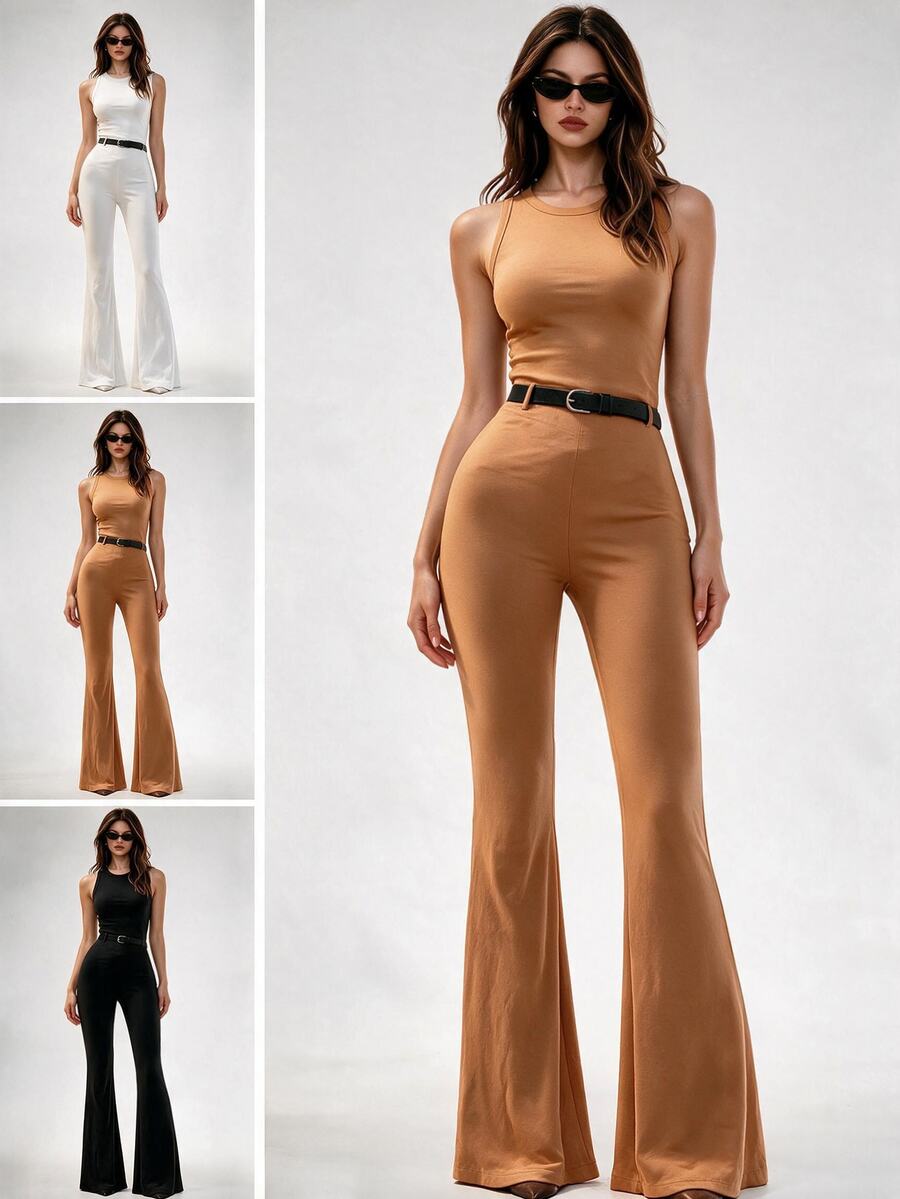 SHEIN Unity 女士夏季純色圓領休閒背心上衣 - 彩色 - 查看 1