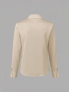 EMERY ROSE Women's Solid Color Casual Versatile Daily Wear Shirt - Khaki - View 2