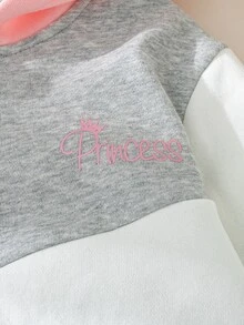 女童秋冬時尚拼色拼接連帽拉鍊運動衫與戶外休閒慢跑長褲 2 件套 - 灰色 - 查看 5
