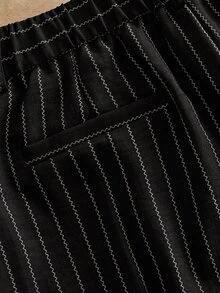 HIMLAND Men's Casual Commuter Striped Pants - Black - View 5