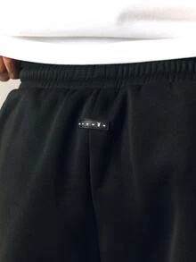 PLAYBOY X SUMWON Wide Leg Track Pants With Burgundy Side Panel Contrast Piping Embroidered Script Logo Drawstring Waist Full Length - Black - View 7