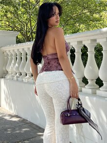 NegzBox Women's Vintage Romantic Circular Decor Backless Halter Neck Camisole Casual - Purple - View 2