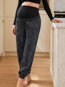 SHEIN Quần nỉ bầu phối màu phong cách thường ngày đa năng - Màu xám đen - Xem 2