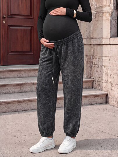 SHEIN Maternity Colorblock Casual Versatile Everyday Sweatpants
