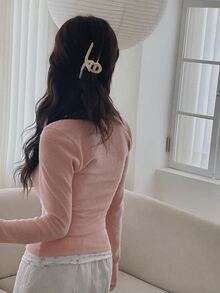 DAZY Patchwork Contrast Color 2 In 1 Slim Fit Long Sleeve Floral Casual Vacation Korean Style Versatile Top Women's T-Shirt Spring Autumn - Pink - View 4
