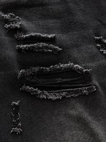 EVRINFINITE Vintage American Streetwear Style Distressed Patch Loose Fit Wide Leg Jeans, Relaxed Straight Cut Denim Pants For Men, Y2K - Pure Black - View 6
