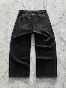 男士街头风格宽松休闲牛仔裤，宽松版型 - 时尚休闲全/全球/通用宽松 - 黑色 - 查看 4