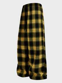 COMVAIL Plus Size Men's Plaid Casual Versatile Daily Wear Long Pants - Yellow - View 6