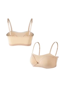 Moonlight&Mama Maternity Solid Color Casual Everyday Spaghetti Strap Bra - Apricot - View 3