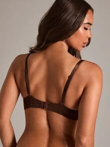 SHEIN BAE 1pc Women's Floral Lace Padded Underwire Bra - Coffee Brown - View 2