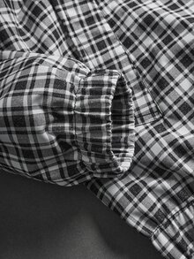 PAVTROS Men's Printed Casual Jacket, INS Style Plaid Pattern, Zipper Design, Suitable For All Seasons - Dark Grey - View 3