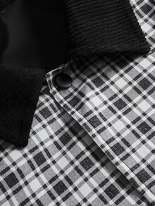 PAVTROS Men's Printed Casual Jacket, INS Style Plaid Pattern, Zipper Design, Suitable For All Seasons - Dark Grey - View 5
