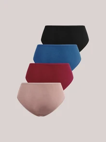 Veilyse 4 Peças Calcinhas Esportivas Multicoloridas de Seda de Leite de Cintura Alta Fofas e Confortáveis para Mulheres - Multicolorido - Visão 2