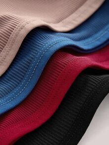 Veilyse 4 Peças Calcinhas Esportivas Multicoloridas de Seda de Leite de Cintura Alta Fofas e Confortáveis para Mulheres - Multicolorido - Visão 12