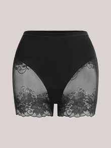 Veilyse 4件組女款高腰蕾絲拼接內褲套裝，柔軟彈性透氣全包覆三角內褲，舒適花卉網眼內衣，適合日常穿著 - 彩色 - 查看 7