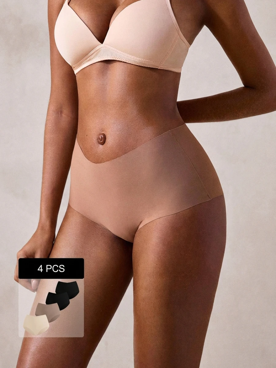 Veilyse 4pcs Women High Waist Seamless Comfortable Breathable Panties