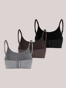 Veilyse 3pcs Women's Padded Breathable Wireless Backless Bras - Multicolor - View 2