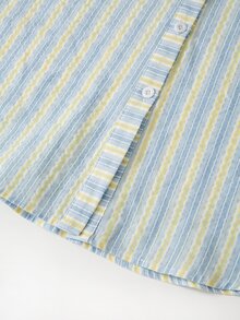 SHEIN LUNE 大尺碼女款淺藍色馬術印花休閒傳統90年代日常穿著襯衫 教師節 辦公室 秋季 - 彩色 - 查看 4