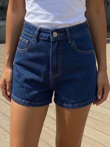 DAZY Tween Girl Summer Casual Washed Denim Shorts - Navy Blue - View 5