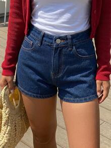 DAZY Tween Girl Summer Casual Washed Denim Shorts - Navy Blue - View 4