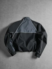 PAVTROS Jaket Lengan Panjang Multifungsi Kasual Pria dengan Resleting dan Desain Blok Warna - Dark Grey - View 2