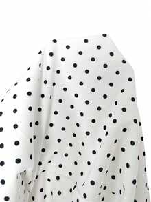 Silquee Women's Contrast Color Polka Dot Print Spaghetti Strap Midi Dress - White - View 8