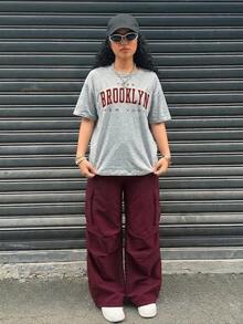 SHEIN 2件套青少年女孩休闲时尚短袖上衣和宽松裤子套装 - 彩色 - 查看 5