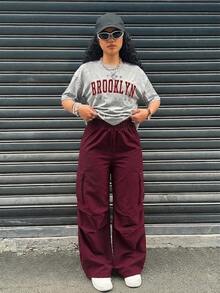 SHEIN 2件套青少年女孩休闲时尚短袖上衣和宽松裤子套装 - 彩色 - 查看 4