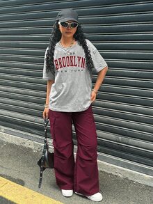 SHEIN 2件套青少年女孩休闲时尚短袖上衣和宽松裤子套装 - 彩色 - 查看 3