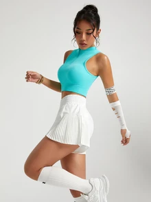 Easithlete Easithlete Casual Versatile Solid Color Sports Skirt Shorts - White - View 4