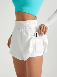 Easithlete Easithlete Casual Versatile Solid Color Sports Skirt Shorts - White - View 6