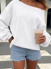 Veykashi Plus Size Women Loose Casual Long Sleeve Sweatshirt White Winter - White - View 8