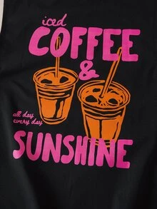 Daypath Men's Casual Coffee Letter Print Loose Fit Tank Top, Suitable For Beach, Vacation - Black - View 3
