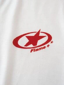 FROVYX Men's Summer Casual Flame Print T-Shirt - Red and White - View 6