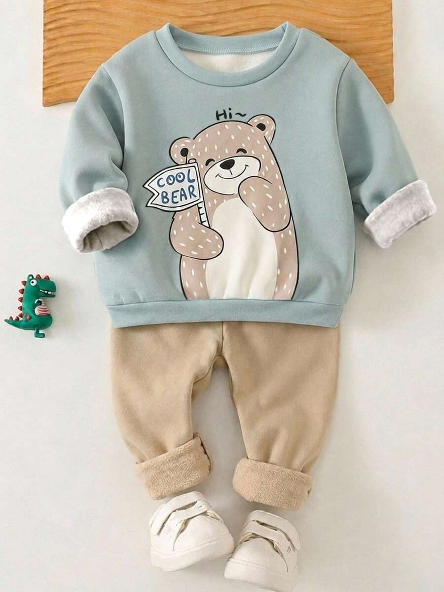 SHEIN 嬰兒/幼兒抓絨內裡圓領套頭運動衫（秋冬款） - 彩色 - 查看 1