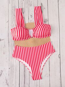 Swim Mod Springbreak 女款夏季新款隨機碎花V領細肩帶甜美花卉圖案比基尼套裝 - 彩色 - 查看 6