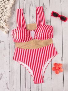 Swim Mod Springbreak 女款夏季新款隨機碎花V領細肩帶甜美花卉圖案比基尼套裝 - 彩色 - 查看 3