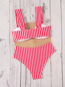 Swim Mod Springbreak 女款夏季新款隨機碎花V領細肩帶甜美花卉圖案比基尼套裝 - 彩色 - 查看 2