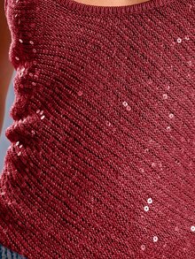 MUSERA Strappy Sequin Spaghetti Strap Top Spring, Summer, Ibiza, Y2k, Cool Girl, Festival, Rave, Vacation, Club, Cute Sparkly Chic Sweater Carnival - Burgundy - View 6