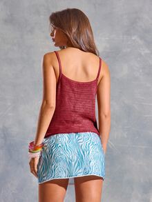 MUSERA Strappy Sequin Spaghetti Strap Top Spring, Summer, Ibiza, Y2k, Cool Girl, Festival, Rave, Vacation, Club, Cute Sparkly Chic Sweater Carnival - Burgundy - View 4