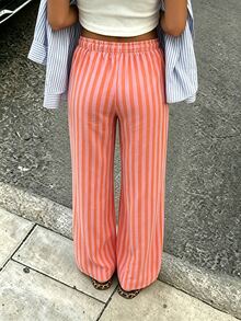 Vaclyn Women's Fashion Contrast Color Print Long Pants, Striped Contrast Color, Suitable For Commuting And Sports Wear, Fashion Versatile Style, Women's Long Pants - Multicolor - View 2