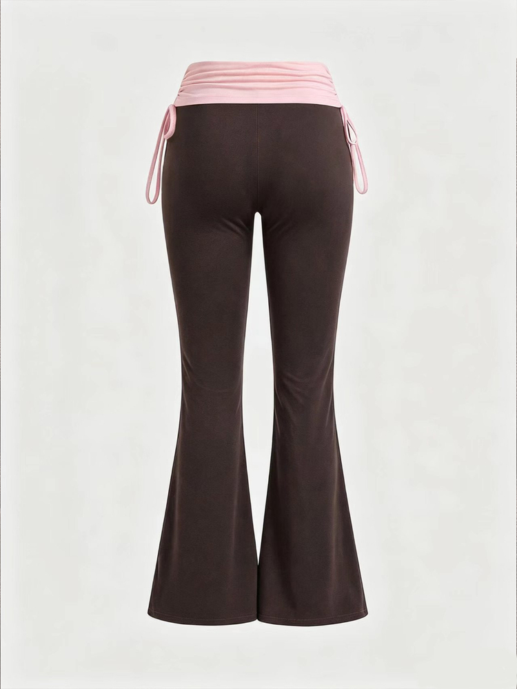 ROMWE Grunge Punk Versatile Black Drawstring Women's Flare Long Pants - Multicolor - View 2